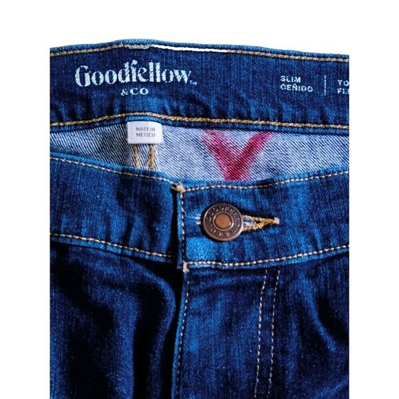 Goodfellow & Co Mens Size 38x36 Slim Total Flex Distressed Patchwork Blue Jeans - Picture 8 of 11